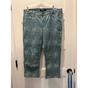 Liverpool Jeans Co. Teal Snakeskin Print Cropped Capri Jeans
